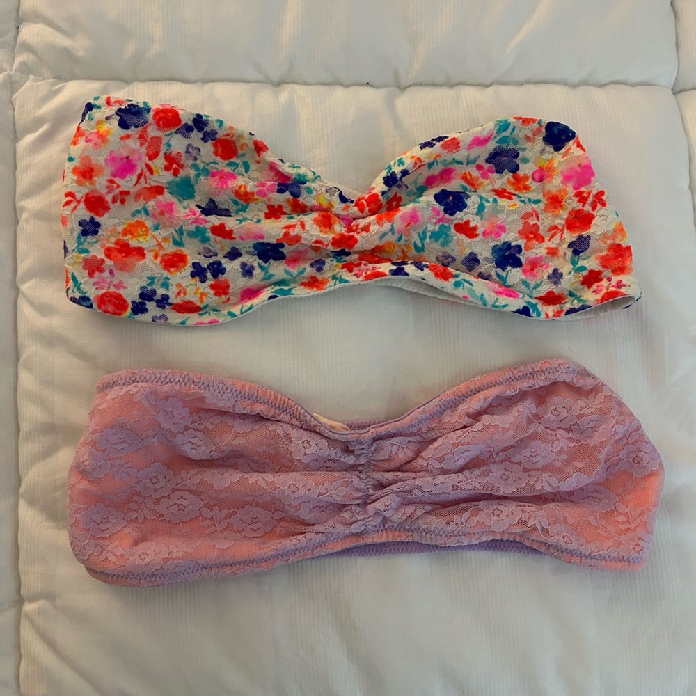VS Pink Y2K Lace Strapless Bandeau Bundle